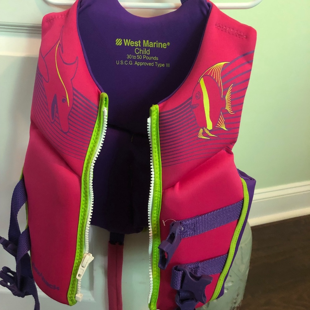 West Marine Childrens Life Jacket, 30-50 Lbs. Pink